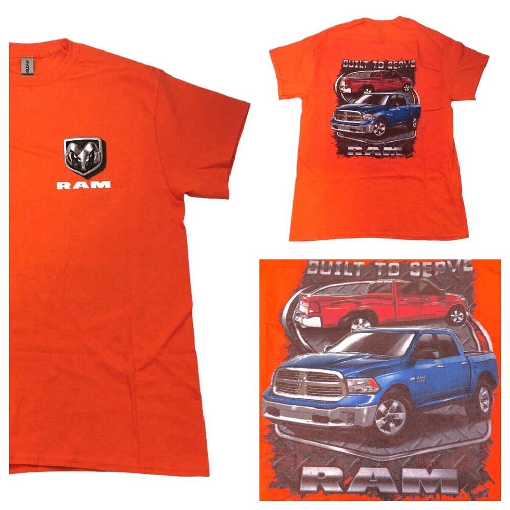 NEW Dodge Ram Guts and Glory T‎ Shirt Womens Medium Built to Serve Ram Orange